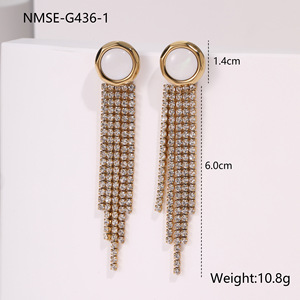 Boucles d'oreilles pendantes de luxe rétro en forme de cœur avec pampilles pour femme, plaqué or 18 carats, strass, franges, acier inoxydable, bijoux tendance 2026 - Product Image 6