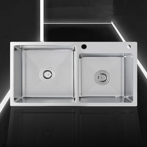 Évier de cuisine en acier inoxydable à double cuvette d'équipement de cuisine de restaurant <span class=keywords><strong>bon</strong></span> marché de vente chaude - Product Image 1