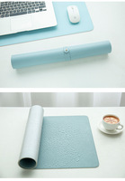 Tapis de Souris en Cuir Imperméable avec Bordure Cousue Simple Face, Tapis de Bureau Anti-Rayures pour Postes de Travail 600x300mm, Conforme FCC