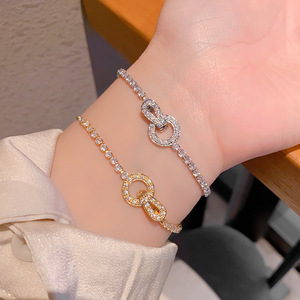 Fashion Charm <b>Bracelet</b> Gold And White Micro Insert <b>Copper</b> Alloy Party Jewelry Summer 2025 Yiwu Origin D 54 - Product Image 1