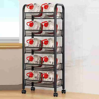 Étagères de rangement verticales modernes en métal, vente en gros, 3/4/5 niveaux, pour fruits et légumes, étagères de rangement à pousser à la main pour cuisines