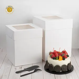 Cajas de pastel altas de cartón de regalo para hornear impresas elegantes personalizadas OOLIMA para boda