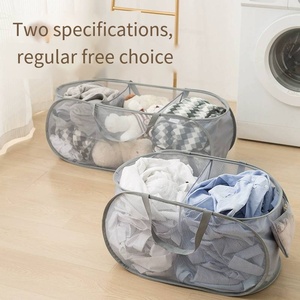 Sacs à linge en filet portables de haute qualité, paniers à linge de voyage en filet et sacs à linge pliables bleus avec logo personnalisé - Product Image 6