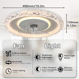 <span class=keywords><strong>Lustre</strong></span> de <span class=keywords><strong>ventilateur</strong></span> de plafond en cristal <span class=keywords><strong>blanc</strong></span> moderne avec éclairage en acrylique et en fer intégré à distance pour une utilisation dans une pièce - Product Image 6