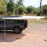 Tente de toit de voiture à 270 degrés avec poteau en aluminium portable de style moderne PVC toboggan auvent pare-soleil toile tissu pour 2 personnes en gros