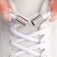 Lacets sans cravate lacets ronds élastiques sans cravate pour tous les adultes et enfants baskets lacet diamant métal boucle serrure Shoestrings