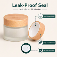 Leeres Mattglas-Cremeglas mit Holzmaserungsdeckel Kosmetikbehälter für Gesichts- und Augencreme Hautpflege-Verpackung