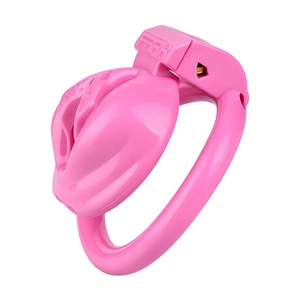 FRRK - Jaula de Castidad Masculina de Resina ABS Rosa, Dispositivo de Bloqueo de Pene con Anillo Bloqueable de Cuatro Tamaños, Juguetes Sexuales BDSM para Hombre - Product Image 4