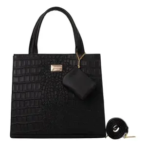 Sac fourre-tout Fana Kala pour femme en similicuir noir effet alligator, avec poignée unique, fermeture éclair, imperméable, sac à bandoulière tendance printemps - Product Image 1