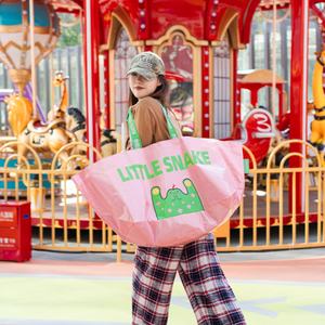Ventes en gros de sacs d'épicerie en PP tissé laminé de 14 pouces, sacs de shopping imperméables, sacs de transport recyclables roses avec logo - Product Image 5