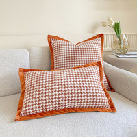 Prix usine en gros de haute qualité point de vague Jacquard housse de coussin européen INS Style pied de poule Jacquard taie d'oreiller