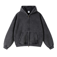 Özel Logo Yüksek Kalite %100 Pamuk Fermuarlı Sokak Giyim Kapüşonlu Sweatshirt Polar Düz Vintage Çift Katmanlı Asit Yıkama Güneş Sonbahar Dijital