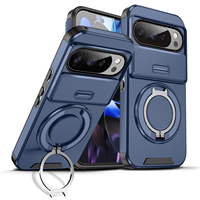 Coque de protection robuste avec cache-objectif coulissant et béquille rotative, support magnétique pour Google PIXEL 10 PRO, étui de téléphone en TPU+PC rigide