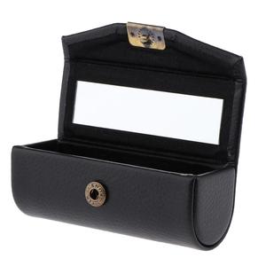 Custodia nera per il rossetto in pelle sintetica con specchio olografico per il trucco borsa con portaoggetti e tasca - Product Image 5