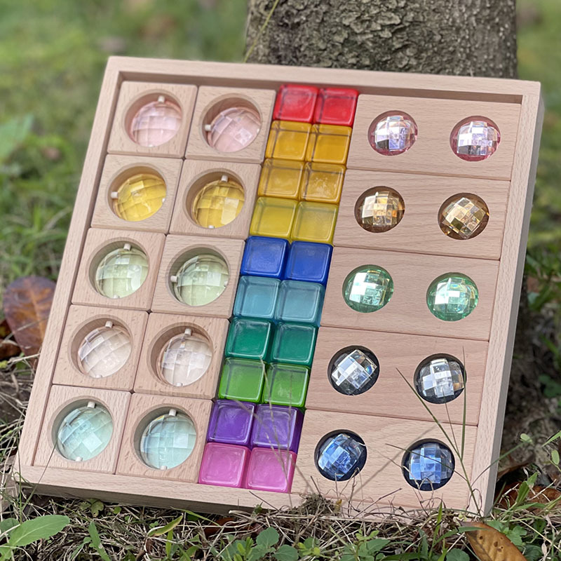 Three-piece gemstone block set-macaron-28528535cm