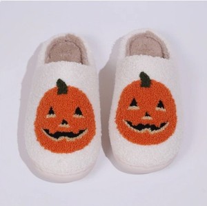 Großhandel Niedriger Preis Zapatos De Mujer Halloween Kürbis <span class=keywords><strong>Ghost</strong></span> Frauen Fleece Plüsch Flache Pantoffel Mode Pelz Home Hausschuhe für Dame - Product Image 2