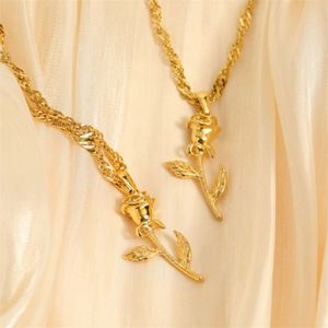 สร้อยคอจี้รูปดอกกุหลาบสแตนเลสสตีลวินเทจสำหรับผู้หญิง - Product Image 5
