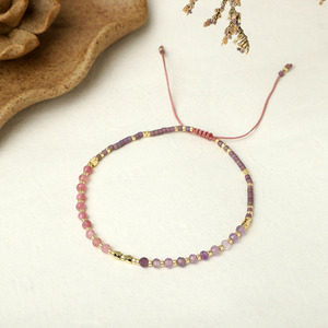 Bijoux de Style Y2K <span class=keywords><strong>Bracelet</strong></span> en <span class=keywords><strong>macramé</strong></span> fait à la main pour femmes pierres précieuses colorées Miyuki perles perle pierre principale motif de lettre religieuse - Product Image 6