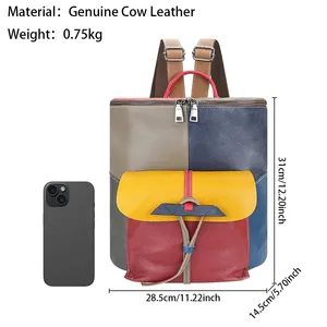AndoBag Retro zaini <span class=keywords><strong>in</strong></span> vera <span class=keywords><strong>pelle</strong></span> di grande capacità borsa <span class=keywords><strong>a</strong></span> secchiello Casual da donna <span class=keywords><strong>zaino</strong></span> 2496 - Product Image 2