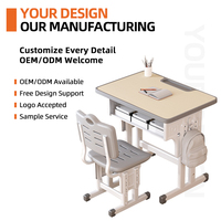 Ensemble bureau et chaise ergonomiques Qichen pour université, confortable, gain de place, hauteur réglable, durable, pour adultes et étudiants, mobilier d'étude