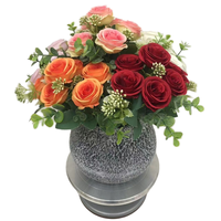Décoration de fleur de soie artificielle romantique haut de gamme à 6 têtes Lady Rose pour la maison Noël Pâques Nouvel An chinois-Naturel Réel