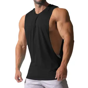 Logotipo personalizado en blanco Fitness entrenamiento músculo entrenamiento culturismo suelto gimnasio chaleco sin mangas camiseta sin mangas Stringers hombres