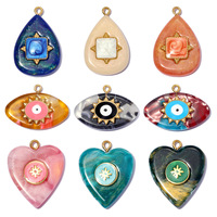Breloques en résine acrylique motif marbre, plaqué or 18 carats, formes géométriques variées, pendentifs religieux, pour bricolage enfant, vente en gros