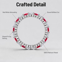 Bague Moissanite Éternité avec Pierres Rouges et Blanches, Cercle Complet à Griffes Partagées, Argent S925, Vente en Gros, OEM, Marque Privée