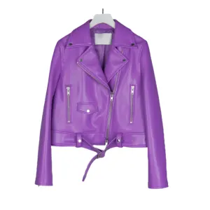 여성을위한 맞춤형 럭셔리 가죽 자켓 프로 품질 방수 세련된 솔리드 패턴 봄 가을 오토바이 재킷