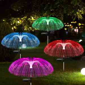 Lámpara de Fibra Óptica con Forma de Medusa, Resistente al Agua IP65, Lámpara Solar LED para Decoración de Jardín y Césped, Lámpara de Fibra de Vidrio - Product Image 1