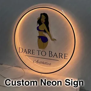 3D Acryl Zeichen Benutzer definierte Business Logo Beauty Salon Nagel Haar Studio Wand dekoration Firmenname Zeichen LED Neonlichter