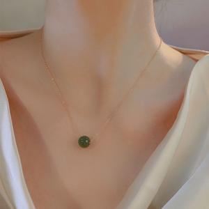 Collar de Perlas de Agua Dulce de Jade Natural de Hotan para Mujer, Plata 925 con Colgante Simple, Nuevos Dijes Finos y Cadena - Product Image 1