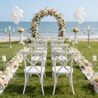 Chaise de banquet empilable en bois rustique blanc moderne pour événement de mariage Bjflamingo Chaise à dossier croisé X