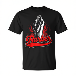Camiseta de barbero negra de manga corta con cuello redondo unisex para barberos y amantes del estilo de la peluquería - Product Image 3