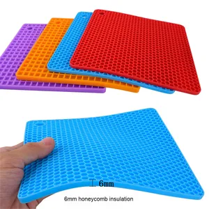 SHT Square 5mm d'épaisseur, tapis de cuisson en silicone réutilisable, anti-brûlure, antidérapant, isolant thermique, pour pot en terre cuite, avec drainage d'eau, pour friteuse à air - Product Image 5