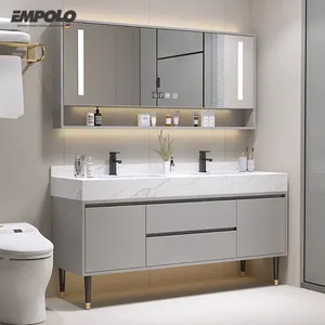 Empolo new design wholesale manufacture luxury commercial sink basin bathroom vanity hotel center bathroom mirror cabinet