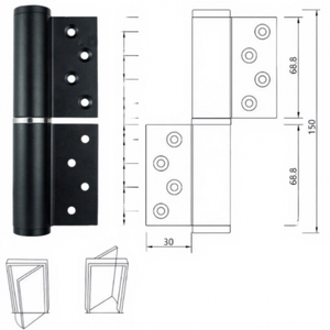 Charnière de porte hydraulique à fermeture douce, noire, thermolaquée, pour porte intérieure en bois, avec système d'auto-fermeture - Product Image 1