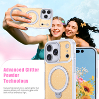 Coque de téléphone antichoc haute transparence avec paillettes 360 °   Support rotatif et coque de protection magnétique pour iPhone