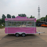 Food Truck Électrique Rose de Luxe avec Cabine Intégrée |   Présentoir mobile sur pied pour la vente au détail et bars à desserts avec plateforme frontale
