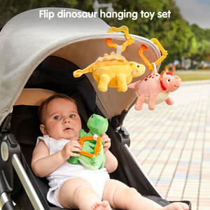 Tumama Kids 3PCS Baby Stroller Plush Hanging Toy Mini Reversible <strong>Dinosaur</strong> &amp; Egg Kids Soft <strong>Stuffed</strong> Toys Animal - Product Image 2