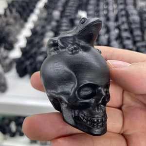 Calaveras de Obsidiana Negra, Talladas a Mano en Cristal, Artesanías de Cristal con Forma de Animales, Calaveras de Cristal Únicas - Product Image 6