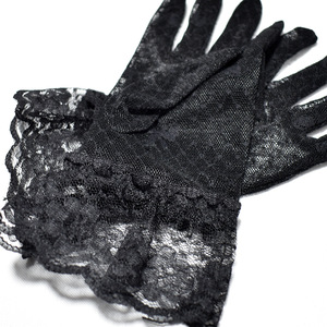 Gants courts en <span class=keywords><strong>dentelle</strong></span> et résille transparents pour femme, 24 cm, noirs et blancs, style vintage, élégants, pour mariée, avec nœud, pour fêtes et mariages - Product Image 5