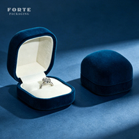 Boîte à bijoux en velours de haute qualité FORTE, bleu marine, pour boucles d'oreilles, colliers et bracelets, avec logo personnalisé
