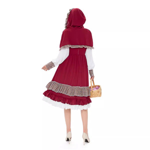 Costume de Rouge-Écharpe pour femme, robe de cosplay d'Halloween avec châle à capuche et tablier, tenue de performance pour fête, 80% tissu - Product Image 5
