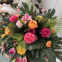 Boules de fleurs artificielles roses tropicales orange, rose vif et jaune de 65 cm, directement de l'usine IFG, pour mariage, Noël, remise de diplômes