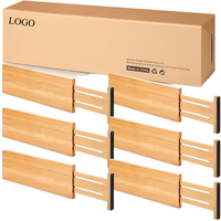 Diviseurs de tiroirs réglables en bambou pour vêtements, séparateurs en bambou pour commode, organisation de chambre d'enfant avec extrémités en mousse souple