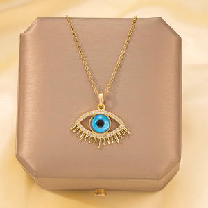 Collier pendentif en zircon à la mode transfrontalière, accessoires, plaqué or véritable 18 carats, collier <span class=keywords><strong>haut</strong></span> de gamme pour femmes, vente en gros d'usine - Product Image 3