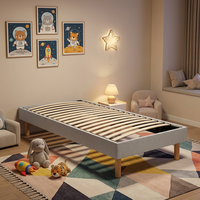 Cadre de lit flottant en métal Super King avec sommier à lattes et éclairage d'ambiance LED pour mobilier de chambre principale de villa moderne et luxueuse