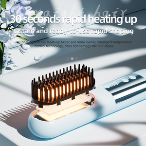 Brosse lissante sans fil en céramique avec affichage LED, chauffe rapide, peigne chauffant à vapeur <span class=keywords><strong>pour</strong></span> <span class=keywords><strong>cheveux</strong></span> épais et bouclés - Product Image 6