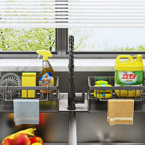 Distributeur de savon de cuisine en acier au carbone avec plateau de <span class=keywords><strong>vidange</strong></span> automatique pour cuisine salle de bain tenant l'éponge - Product Image 5